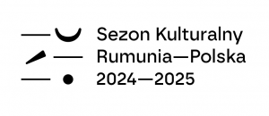 Lototyp Sezonu Kulturalnego Rumunia-Polska 2024-2025. Po lewej stronie napisu nieregularnego linie i kształty geometryczne