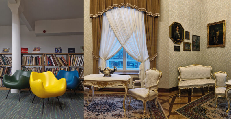 Zdjęcie krzeseł w przestrzeni muzeum